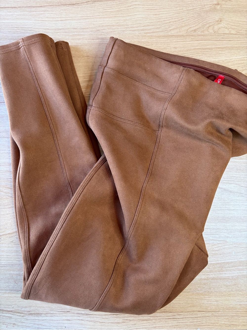 SPANX Faux Suede High Rise Leggings Camel Brown Chestnut Plus Size 1X Tall 1XT